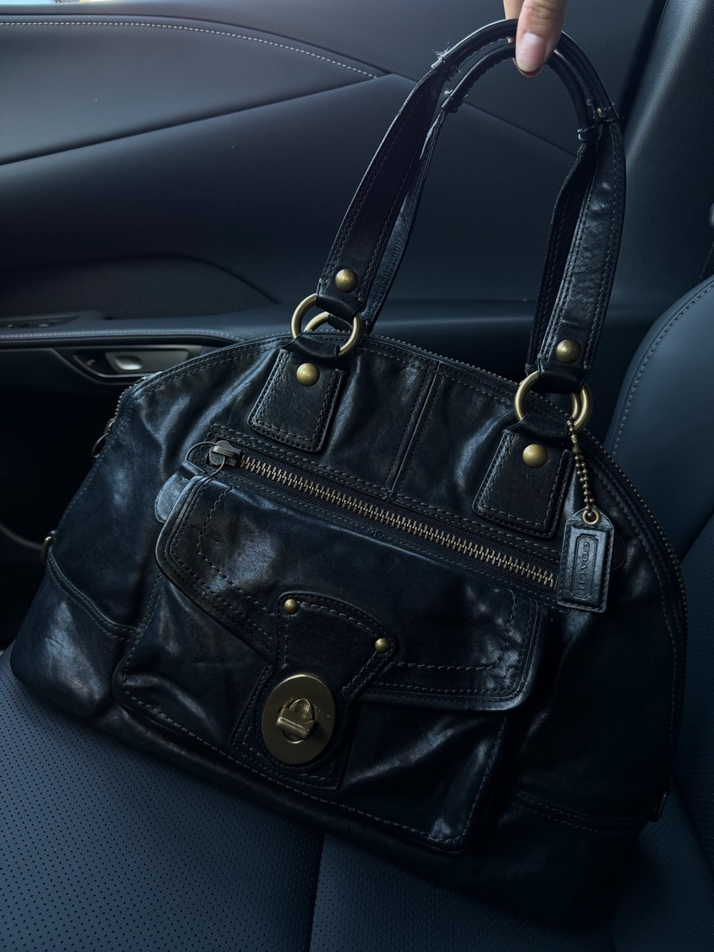 Coach Legacy Luci Dome Satchel Black Leather Brass Hardware Style 11649